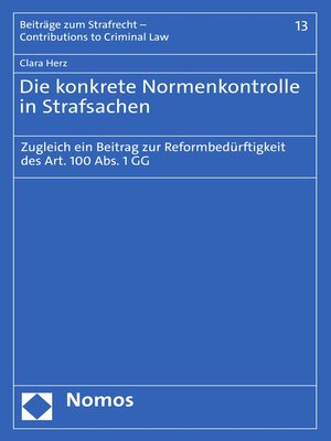 cover image of Die konkrete Normenkontrolle in Strafsachen
